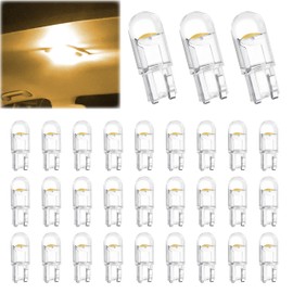 30 PCS Car 194 LED Bulbs, 168 2825 W5W T10 Wedge COB LED Replacement Bulb, 6000K License Plate Light Bulb, Error Free Interior Bulb for Dashboard Light, Dome Lights,License Plate Lights (Yellow)