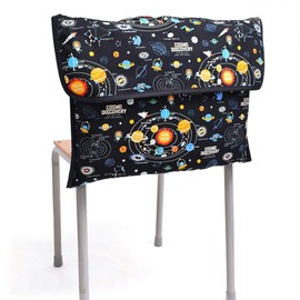 COLORFUL CANDY STYLE N4727100 Disaster Prevention Hood Cover, Boys, Elementary School Students, Backrest, Floor Cushion, Stylish, Standard, Solar System Planets and Cosmos Planetarium, Black