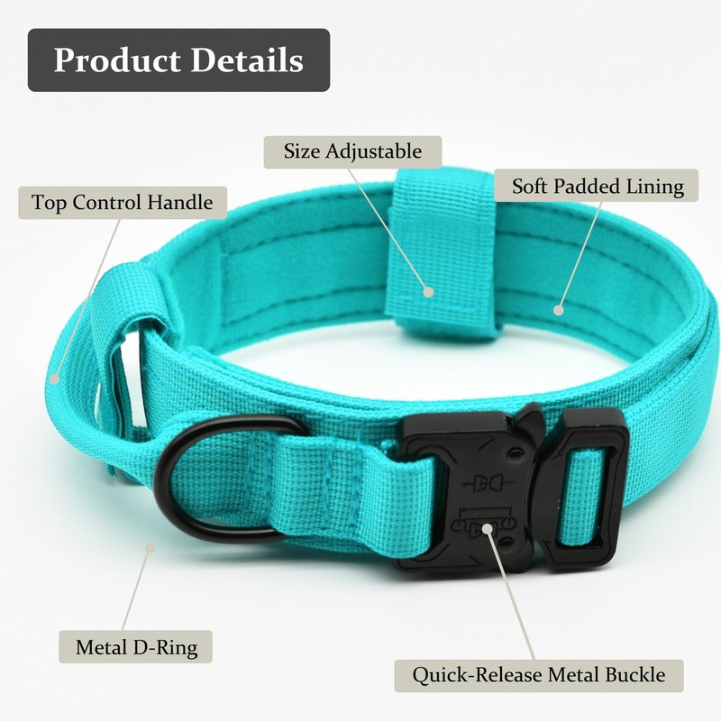 Tactical Dog Collar, Adjustable Military Training Nylon Dog Collar with