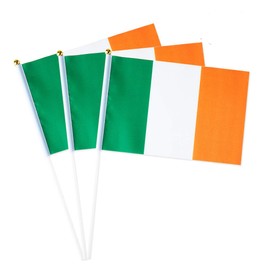 Ireland Flag Irish Flag, Small Mini Handheld Ireland Flags on Stick, Ideal for Party Parades Sports Events Patriotic Festival Decorations