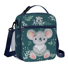 Clastyle Small Insulated Lunch Bag Children Boys Girls - Large Portable Lunch Bag for Picnic, Schools, Lightweight Cool Bag with Bottle Holder, Leak-Proof, Bag Strap - Grey Koala