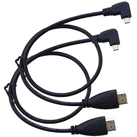 LiKuCo Micro HDMI to HDMI Cable Angled 2Pack 90 Degree Left Angle Micro HDMI Male To HDMI Male Cable Adapter Connector 20" 50CM (2PCS LEFT)