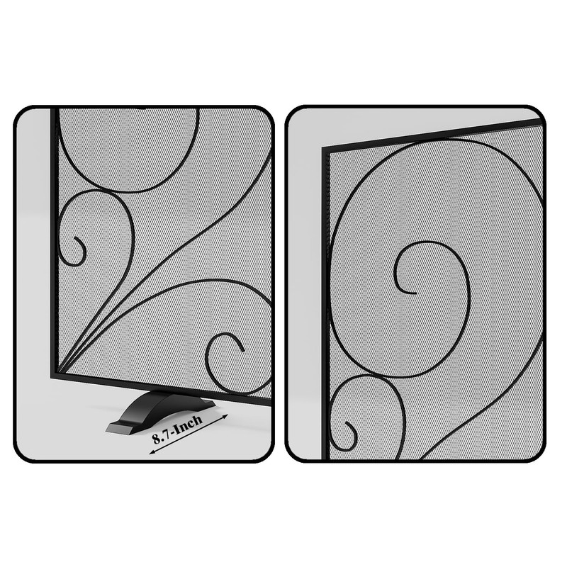 Fire Beauty Single Panel Fireplace Screen Handcrafted Solid Wrought Iron