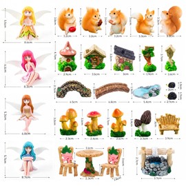 28Pcs Fairy Garden Accessories outdoor, Miniature fairies for fairy garden