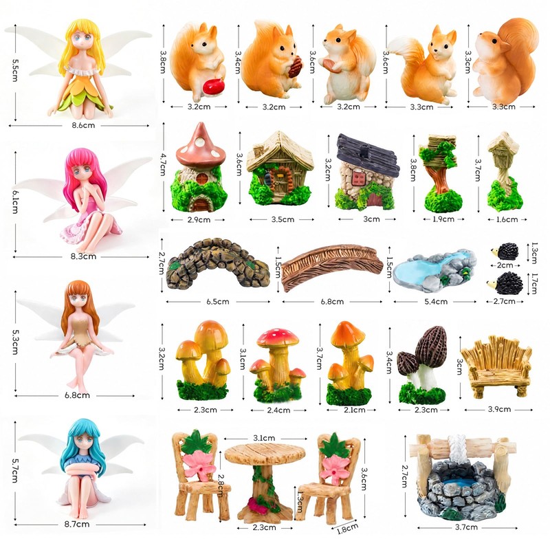 28Pcs Fairy Garden Accessories outdoor, Miniature fairies for fairy garden