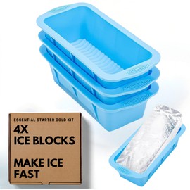 Cold Plunge Tub - Essential Bundle inludes 4X Ice Blocks: Extra Large Ice Block for Ice Bath, 4 Pack Big Ice Cube Blocks, Silicone Ice Bath Accessories for Cold Plunge