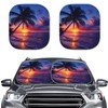 Dreaweet Sunset Palm Tree Windshield Sun Shade Foldable Sun Shade