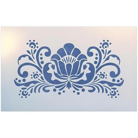 Rosemaling Pattern 23 Stencil - 8.5" x 4.5" Scandinavian Folk Art Decorative Rose Painting Template, Reusable Mylar Stencil for DIY Crafts, Home Decor, Furniture, Walls - The Artful Stencil