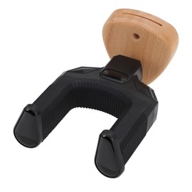 Automatic Lock Guitar Wall Mount with Wooden Base, Stable and Secure Instrument Hanger for Guitar Bass Ukulele, Beech Wood, Iron, Plastic, Rubber, 6.5 x 4.3in