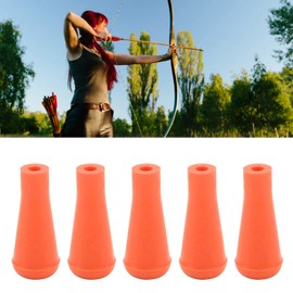 5Pcs Archery Tips, Soft Rubber Arrowheads 6mm Blunt Point Broad Heads for Hunting Shooting Arrows Training (Orange)
