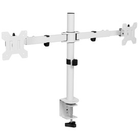 VIVO Dual LCD LED 21 to 32 inch Monitor Desk Mount, Heavy Duty, Adjustable Telescoping Arms, Flush Wall Setup, Fits 2 Screens, White, STAND-V002EW