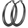 PABBEU Black Hoop Earrings Thick Chunky Black Hoops Hypoallergenic Large