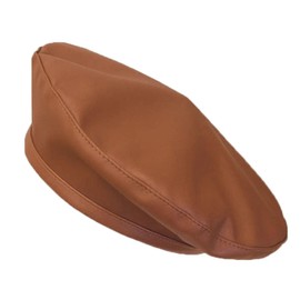 IHAUIUE PU Leather Berets Hats Solid Color French Hat Classic Slouchy Tam Caps for Women, Ladies, Girls, Caramel