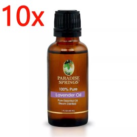 Paradise Springs 10x  100% Pure Essential USDA Organic Paradise Springs Lavender Oil 1 FL OZ 30ml