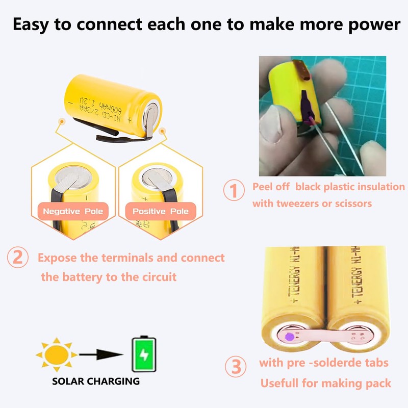 Odstore AA Ni-Cd 1.2V 2/3AA 600mAh Rechargeable Battery - 6pcs