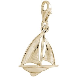 Gold Plated Sailboat Charm With Lobster Claw Clasp
