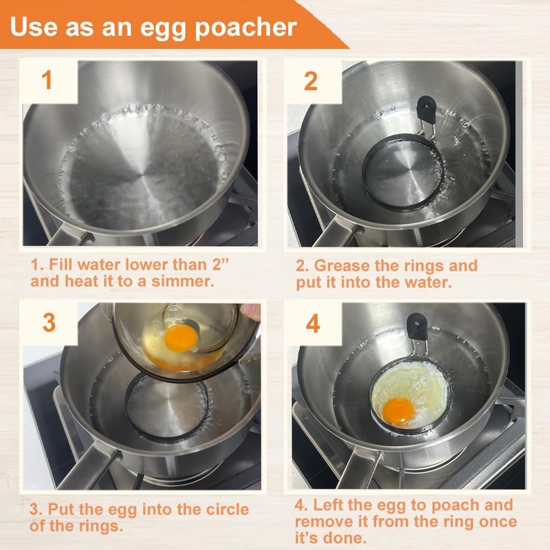 COTEY Large 3.5" Nonstick Egg Rings Set of 4, Round