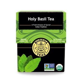 Buddha Teas - Holy Basil - Organic Herbal Tea - For Cognitive Balance & Overall Health - Ayurvedic Tulsi - With Antioxidants - Caffeine Free - 100% Kosher & Non-GMO - 18 Tea Bags (Pack of 1)