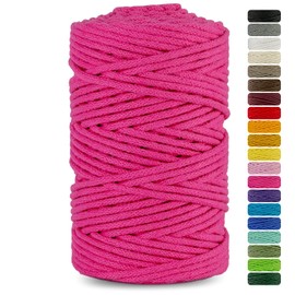 Netuno 1x Macramé Yarn, Fuchsia, 3 mm 100 m Cotton Cord with Cotton Core, Craft Yarn, Natural Cotton Yarn, Craft Cord, Cotton Thread, Macramé Cotton Cord