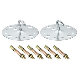 PATIKIL 264lbs 115mm Steel Ceiling Hooks, 2pcs Ceiling Fan Hook Pad Eyes Plate Wall Hanger Hardware with Mounting Screws for Hanging Lamp Plant Baskets