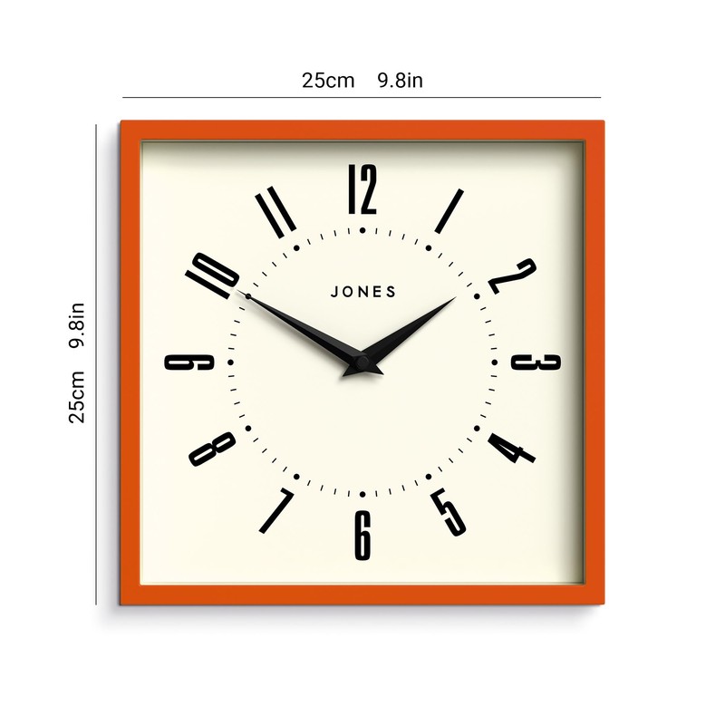Jones Clocks® Box wall clock | Retro square clock |