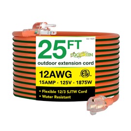 Go Green Power Inc. (GG-14025) 12/3 SJTW Outdoor Extension Cord, Lighted End, 25 ft