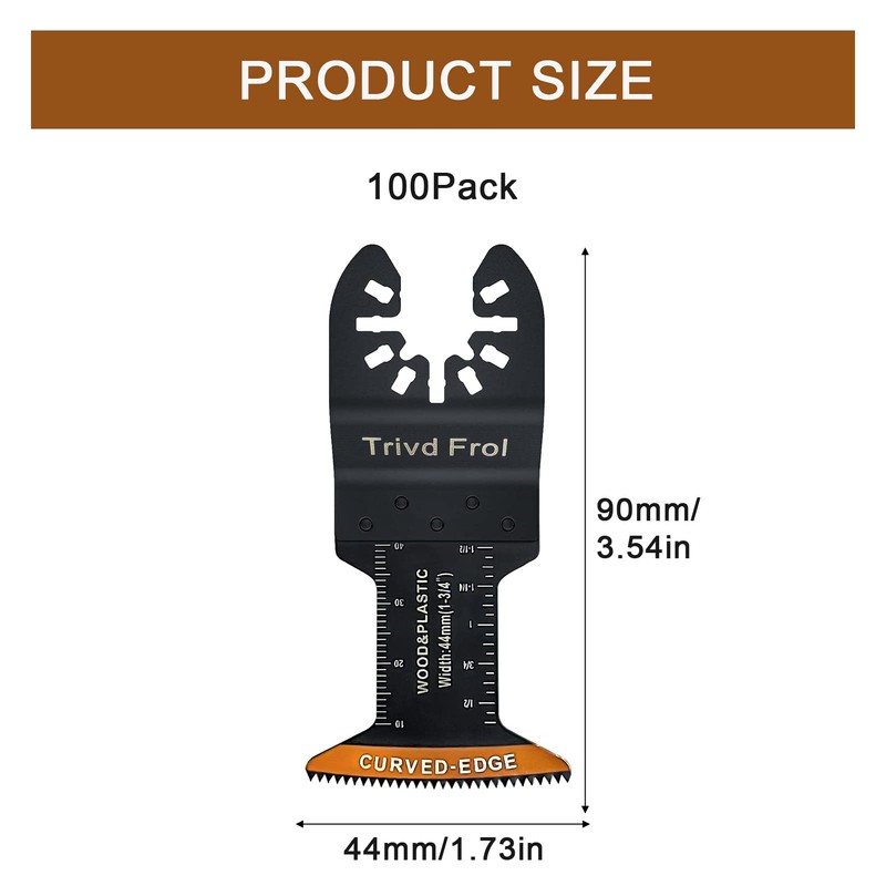 100Pcs Curved-Edge Oscillating Tool Blades Professional Universal Oscillating Saw Blades