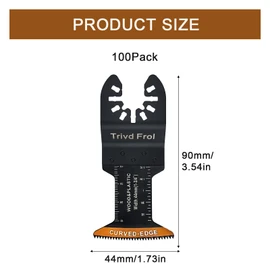 100Pcs Curved-Edge Oscillating Tool Blades Professional Universal Oscillating Saw Blades Wood Multitool Blades Compatible with Dewalt, Milwaukee, Ryobi, Rockwell, Bosch