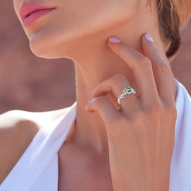 Luyona Natural Moss Agate Ring 925 Sterling Silver Green Moss Agate Ring Promise Ring Engagement Wedding Jewelry Gift for Women (8, G-oval)