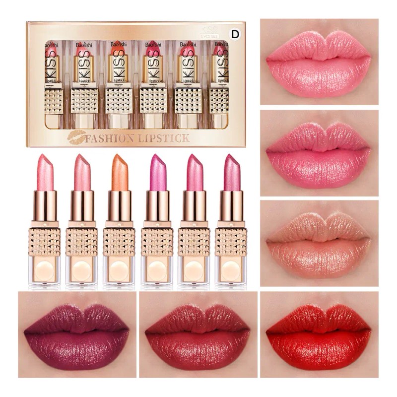 Lápiz Labial Baolishi Pearl Shimmer Hidratante Antiadherente