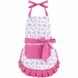 Kids Aprons for Girls(2-5 Years), Adjustable Unicorn Aprons with Pockets Toddler Aprons for Cooking Baking Painting Crafting Art Gardening