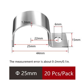 20 Pcs Pipe Clips 25mm Pipe Clamp Single-Hole Pipe Brackets V2A Stainless Steel U Brackets Heavy Duty Cable Clamps Fasteners for Ø 24-25.5mm Cables Water Pipes Fixing Flush Installation