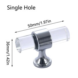 5 Pieces Crystal Cabinet Handles Knobs - Clear Cylinder Drawer Cupboard Pulls with Screws, Pull Handle for Dresser Cabinet Wardrobe (50mm Black)