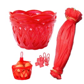 Molyorch 20 Pieces Egg Fruit Basket, Multi-Purpose Basket, Egg Storage Basket, Egg Shopping Nets for Egg Storage, Storage Small Parts, Fruit Shopping (Red), red