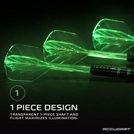 Accudart Tracer LED Steel Tip Darts Set – 16g Onyx Coated Barrels, Light Up 1-Piece Shafts & Flights, Easy Twist On/Off
