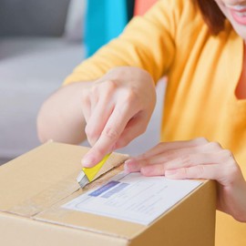 DIYSELF Box Cutter, 12-Pack Box Cutters Retractable for Packages, Boxes, All Metal Tough Sheath, Basic Cutter, Small Utility Knife for Home, Warehouse (Yellow)