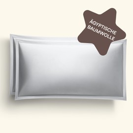 Amqua Mako Satin Cushion Cover, Set of 2, Cushion Covers, 40 x 80 cm, 100% Egyptian Cotton (Certified), Grey/Light Grey