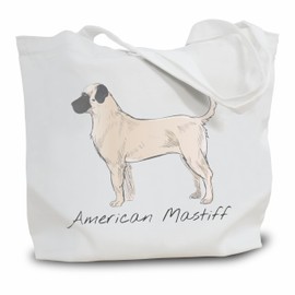 Nuckxy Canvas Tote Bag For Woman, Dog Theme Hand Drawn American Mastiff, Aesthetic Reusable Grocery Bags, Large Shoulder Bag, Gift For Woman, Dog lover Gift - A09