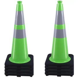 BESEA BESEA 8Pack 28" inch Traffic Cones Green Safety Cones with 6 inch Reflective Collar for Construction Driveway Road Parking Use(8 PCS)