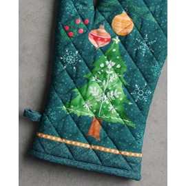 Maison d' Hermine Cooking Gloves 100% Cotton Oven Mitt 7"x13" with Hanging Loop, Heat Resistant, Cooking, Baking & Microwave Barbeque, Hygge Christmas - Thanksgiving/Christmas