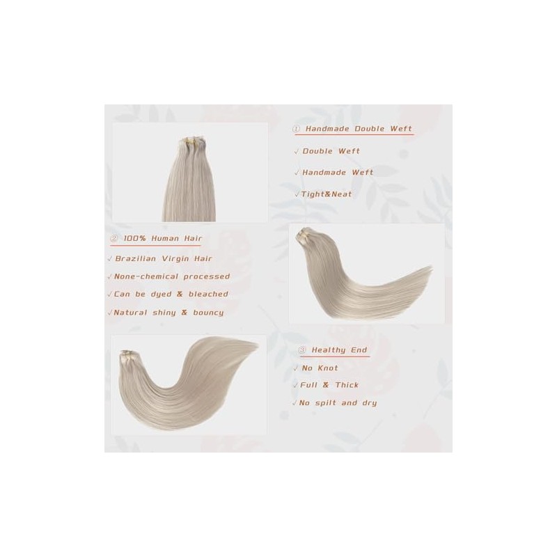 Extensiones De Cabello Liso Con Clip, Cabello Humano Real 100%