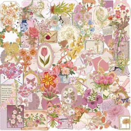 Mythya Pegatinas Naturaleza Vintage, 100 Piezas, Floral-3 Calcomanías Decorativas Florales, Impermeables, Para Álbumes de Recortes, Para Cuadernos, Para Computadora
