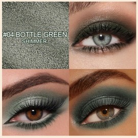 Erinde Waterproof Cream Eyeshadow Stick, Dark Green Shimmer Eye Shadow Sticks, Cream to Powder Eyeshadow Pencil Crayon, Buildable & Blendable Long-Lasting Eye Shadow Stick, Vegan & Cruelty-Free, 04