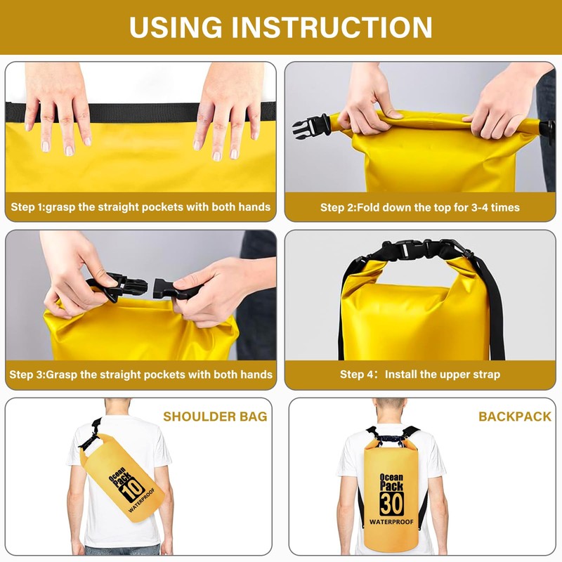 Invool Dry Bag, 5L/10L/20L/30L Waterproof Dry Bag, Dry Sack with