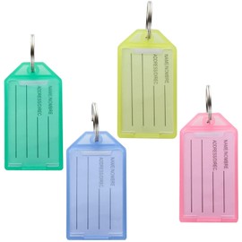 GOYADA Set of 80 Key Fobs Can Be Written On Key Fob Key Tags Plastic Key Fob with Split Ring, 4 Colours, Red, blue, green, yellow