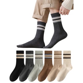 GLANVIO Men's Socks, Set of 6 Pairs, 9.8 - 11.0 inches (25 - 28 cm), Premium Cotton, Breathable, Sweat Absorbent, Deodorizing, Stretchable, Non-slip, Non-stuffy, Running, Climbing, Commuting to Work or School, All Year, Antibacterial, Odor Resistant, Moi