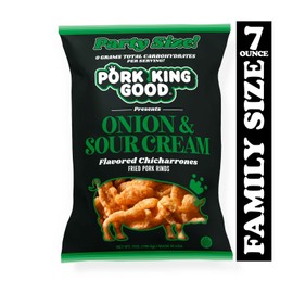 Pork King Good Onion And Sour Cream Flavored Pork Rinds 7oz Family Size Bag