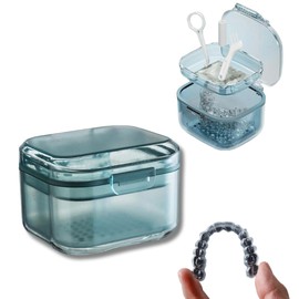 Zahnersatzbox mit Reiniger-Set, Aufbewahrungskoffer für Mundschutz, falsche Zähne, Invisalign, Halterungen, Zahnersatz-Set zur Reinigung und Aufbewahrung, perfekt für Zahnersatz, Zahnersatz und mehr