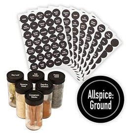 AllSpice 315 Preprinted Water Resistant Round Spice Jar Labels Set 1.5"- Fits Penzeys and AllSpice Jars- 4 styles to choose from (Modern Black)