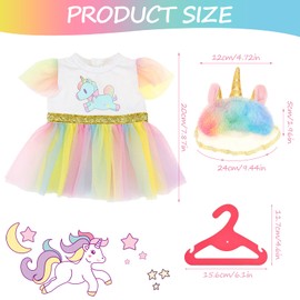 Ruikdly Doll Clothes 36-45 cm, Unicorn Doll Clothes, 18 Inch Dress with Dresses, Hangers, Hats, Gift for Children, Girls, Boys